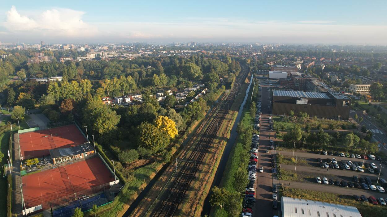 Decoratieve luchtfoto van het MIRT-gebied Oude Lijn